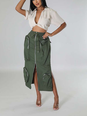 Cargo Pocket Zipper Skirt