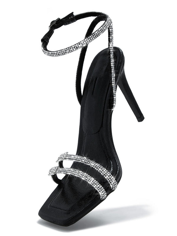 Rhinestones Ankle Strap Heels