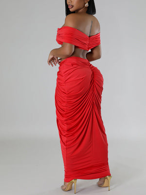 Strapless Ruched Skirt Set