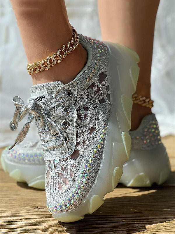 Rhinestone Mesh Sneakers