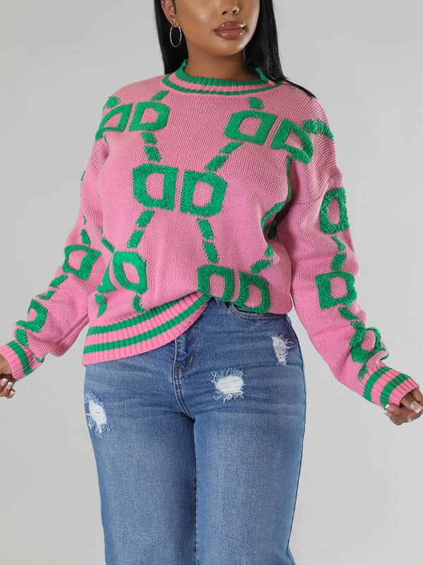 Contrast Letter Knit Cardigan