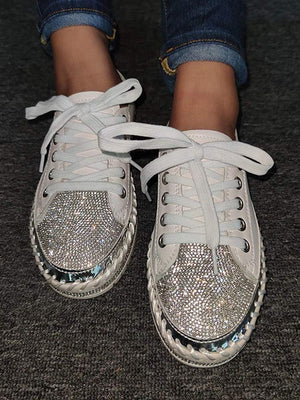 Leather Rhinestone Sneakers