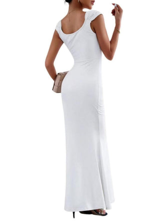 Square Neck Cap Sleeve Bodycon Maxi Dresses