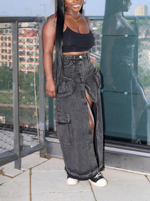 Denim Cargo Skirt