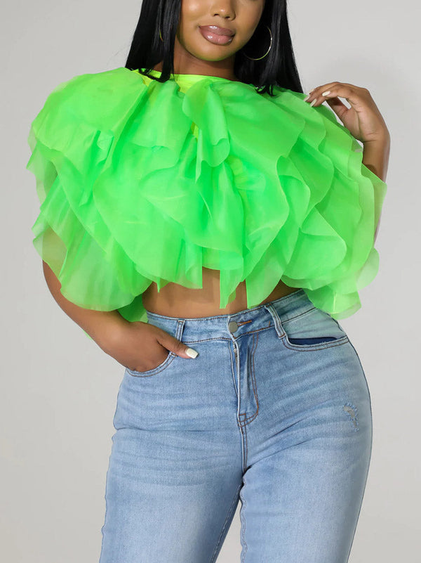 Sleeveless Tulle Top