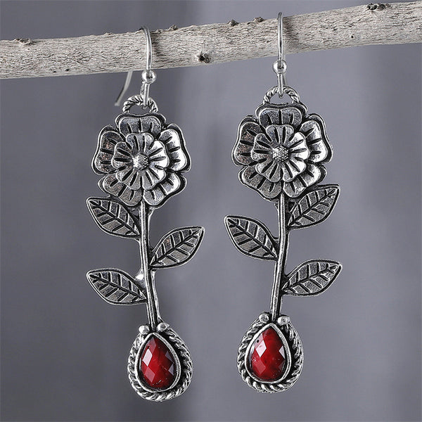 Ruby Flower Earrings