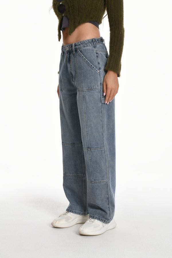 Womens Straight Leg  Cargo Jeans