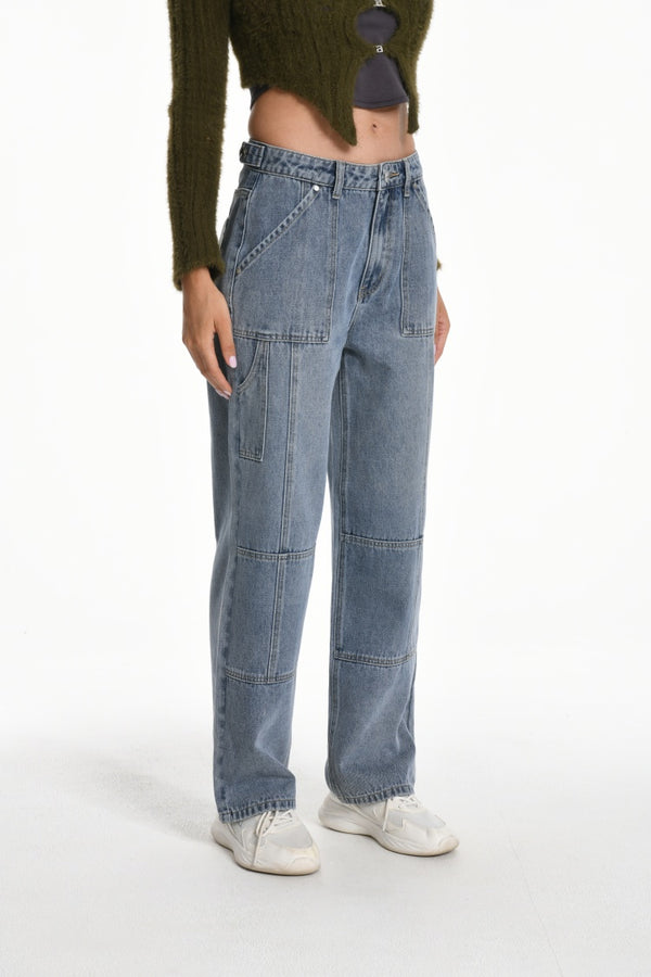 Womens Straight Leg  Cargo Jeans