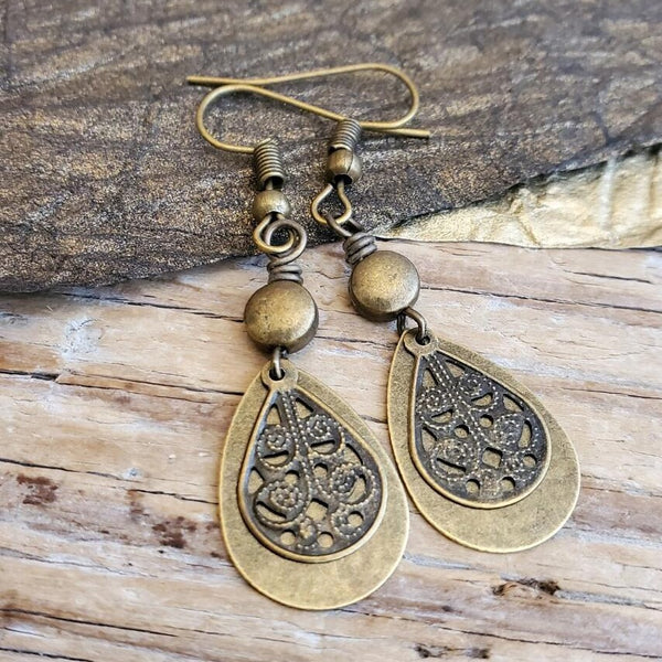 Vintage Drop Shaped Alloy Earrings