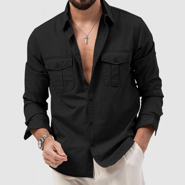 Men's Casual Cotton Workwear Pocket Shirt