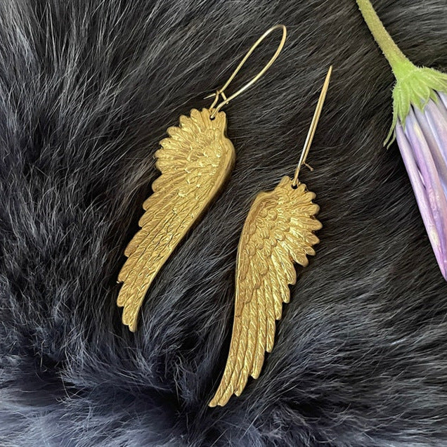 Golden Wings Pendant Earrings