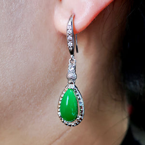 Natural Jadeite Green  Earrings