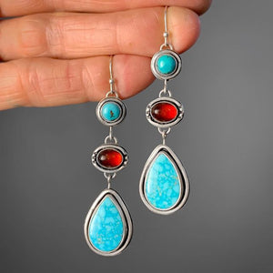 Vintage Turquoise Garnet Earrings