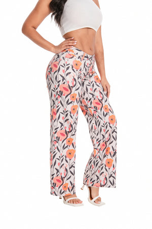 ONESO Women BBL Jeans Floral Print Mid-Low Rise Relaxed Straight Leg High Stretchy Pants