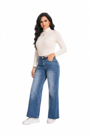 ONESO Wide Leg High Waisted Stretch Baggy Jeans BBL Jeans