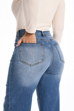 ONESO Wide Leg High Waisted Stretch Baggy Jeans BBL Jeans