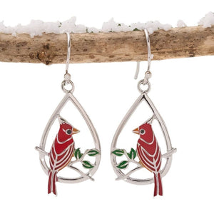 Red Bird Pendant Earrings