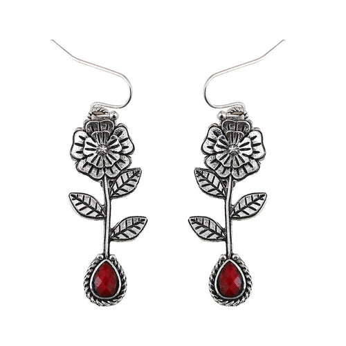 Ruby Flower Earrings