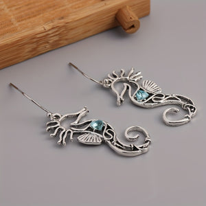 Vintage Seahorse Sapphire Earrings
