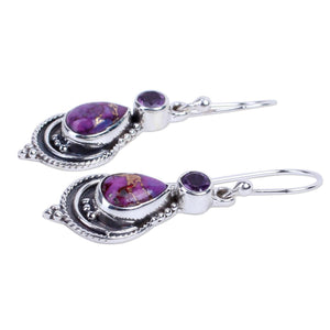 Water Drop Purple Turquoise Earrings