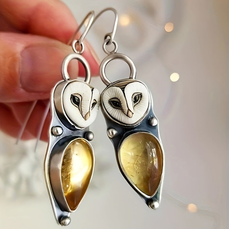 Moonlight Stone Owl Earrings