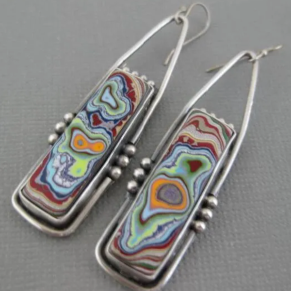 Vintage Rectangular Chromatic Earrings