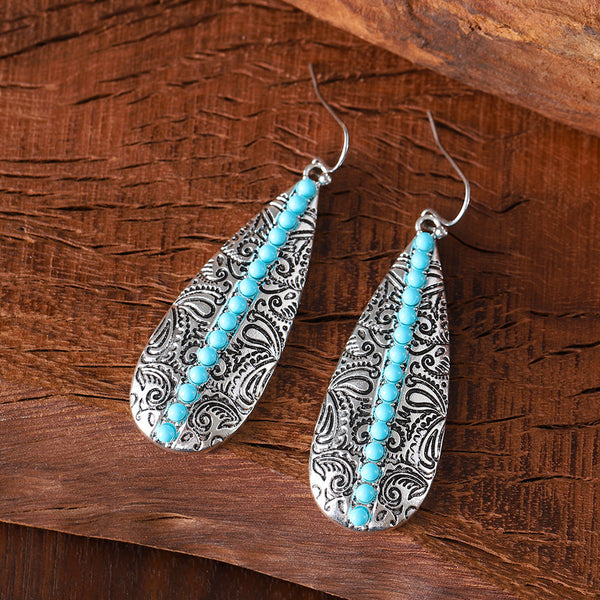 Retro Turquoise Water Drop Earrings