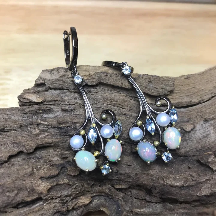 Vintage Blue Cosmic Stone Earrings