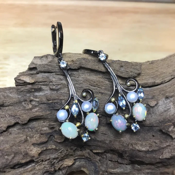 Vintage Blue Cosmic Stone Earrings