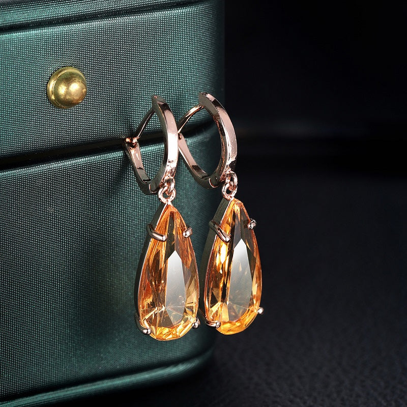 Champagne colored large water drop earrings