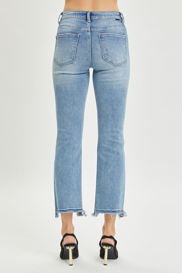 Full Size High Rise Distressed Cropped Straight Jeans