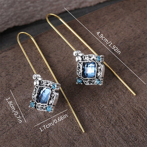 Blue zircon long earrings