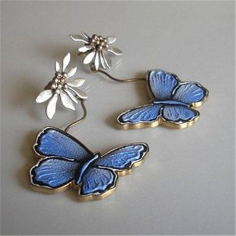 Vintage Blue Butterfly Earrings