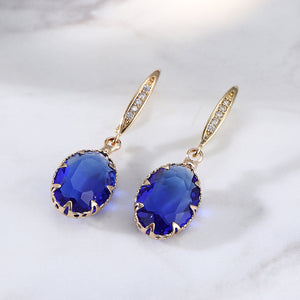 Sparkling Oval Sapphire Earrings