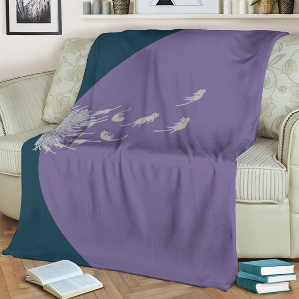 Abstract Creative Dandelion And Cat Painting Art Blanket