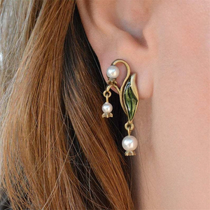 Boho Earrings with Enamel and Pearls