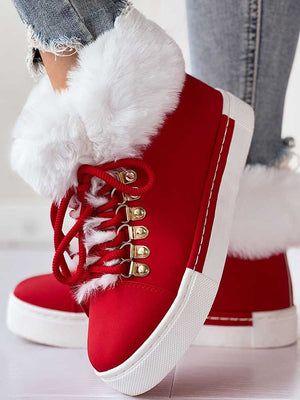 Warm Plush PU Leather Boots