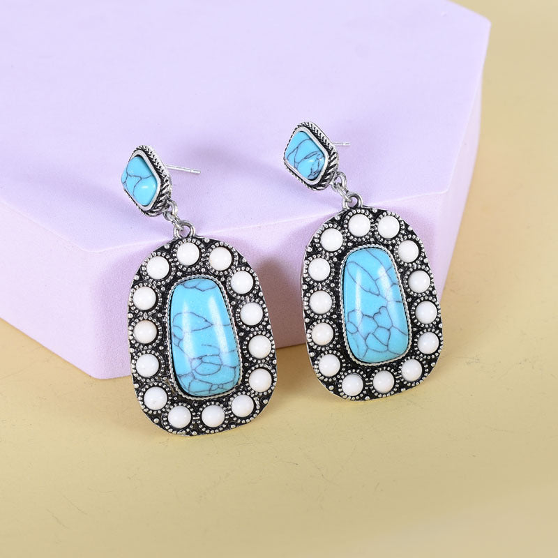 Retro Silver Turquoise Earrings