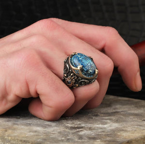 Blue Gemstone Floral Ring