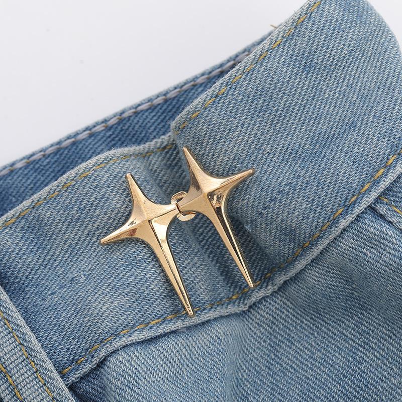 No-Pin Waist Cinching Tool, Removable Adjustable Waistband Buckle for Jeans, Perfect Jeans Accessory