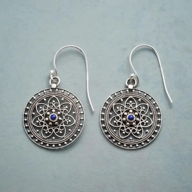 Vintage Silver Mandala Earrings