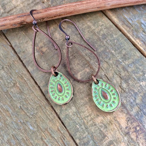 Simple Green Pendant Earrings