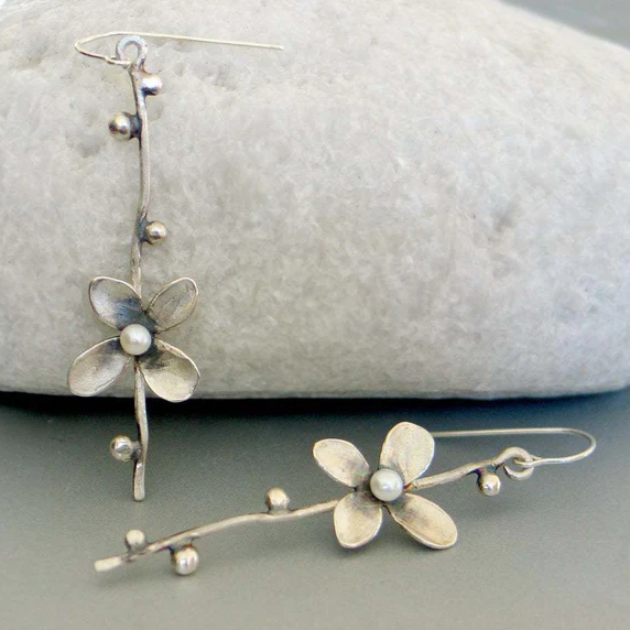 Vintage Silver Flower Earrings