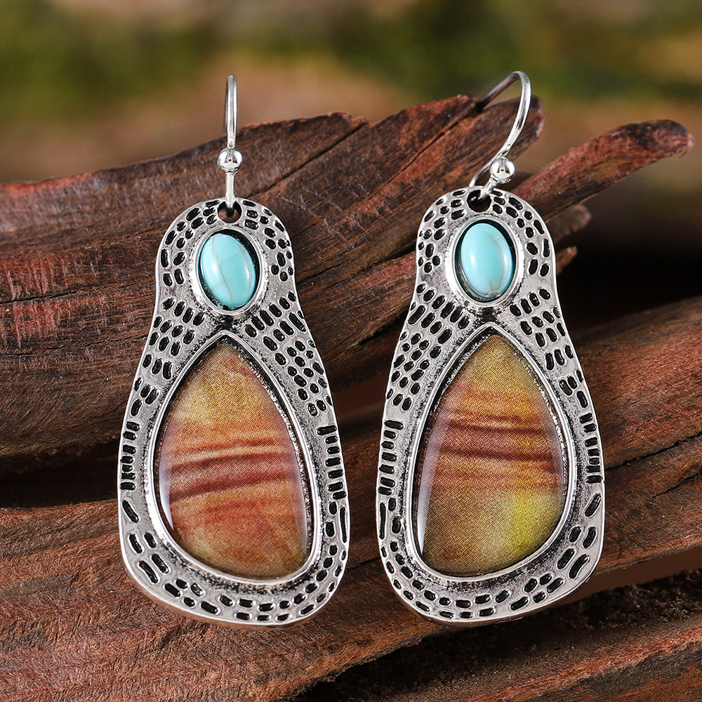 Vintage Inlaid Turquoise Earrings