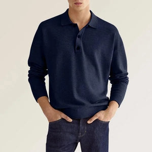 Men's fall long sleeve V-neck button casual top