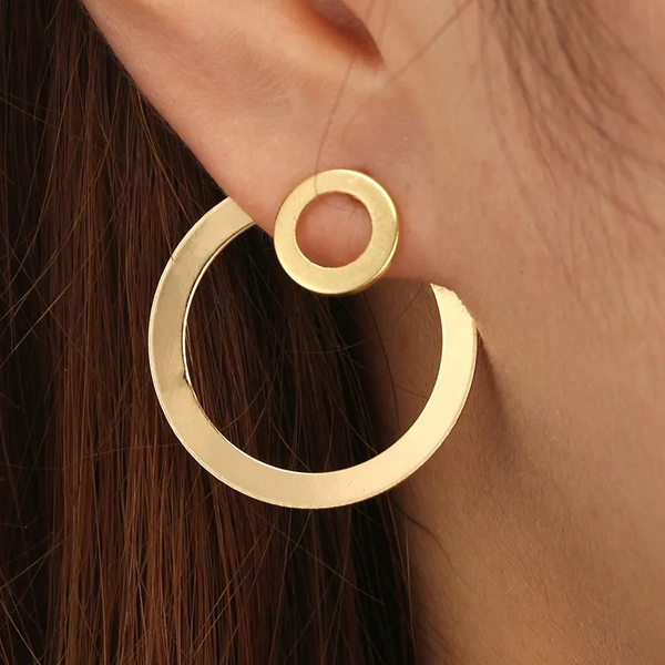 Vintage Big Circle Golden Earrings