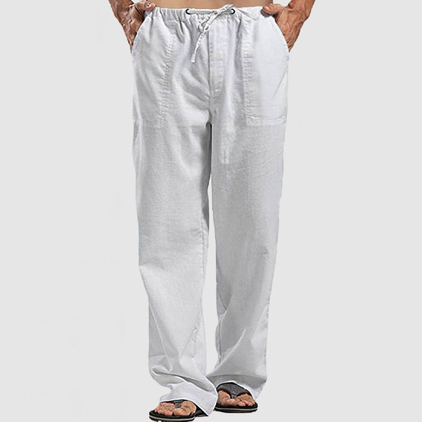 Men's Linen Breathable Lace-Up Beach Pants