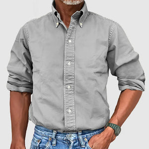 Men's Vintage Washed Cotton Long Sleeve Shirt