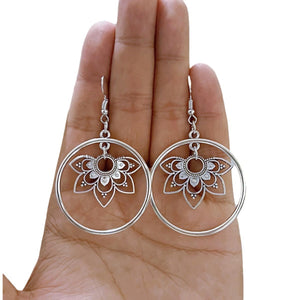 Silver Half Mandala Earrings