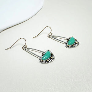 Vintage Triangle  Turquoise Long Earrings